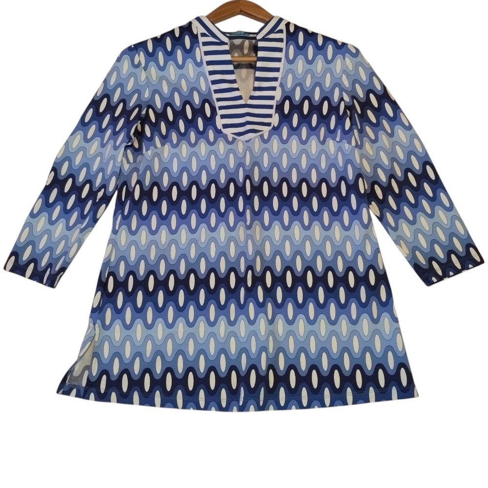J. McLaughlin Catalina Cloth Top Women's S Geometrical Print Nautical Casual‎